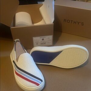 Rothy's Spirit Stripe Kids Sneaker Washable Slip On Size 11 runs small